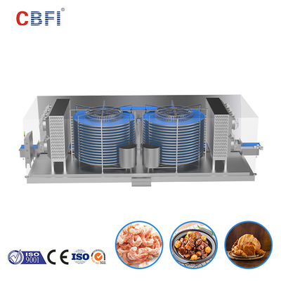 CBFI 물고기 공정 라인을 위한 개인적인 빠른 IQF 두 배 나선형 냉장고